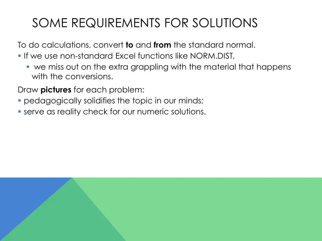 some requirements for solutions