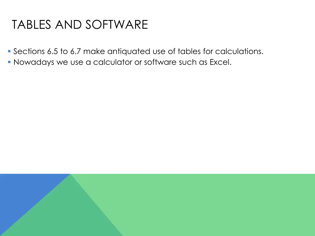 tables and software