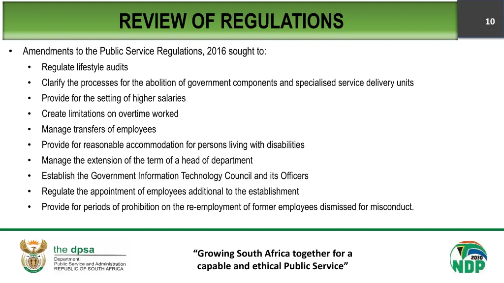 review of regulations