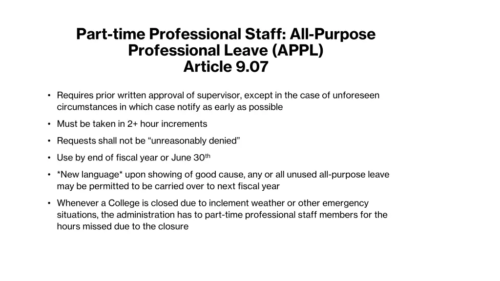 part time professional staff all purpose