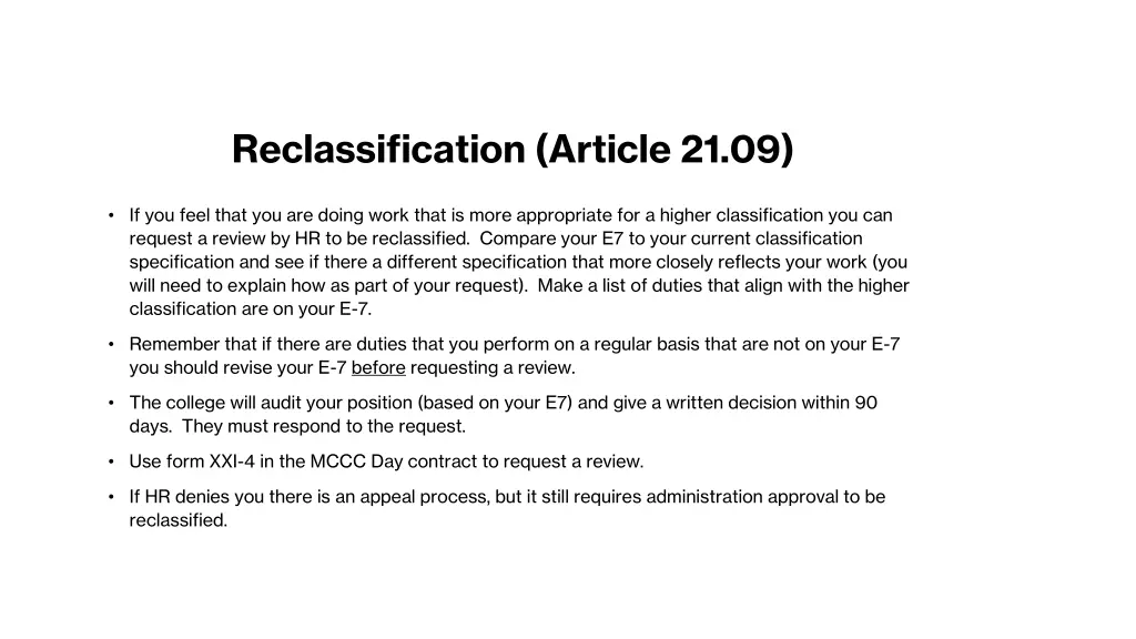 reclassification article 21 09