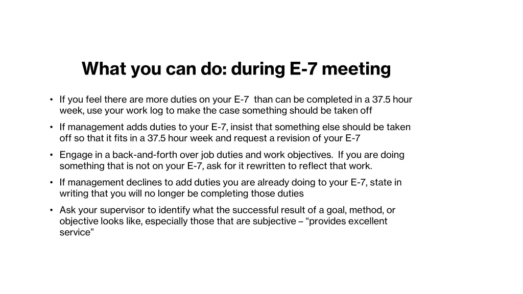 what you can do during e 7 meeting