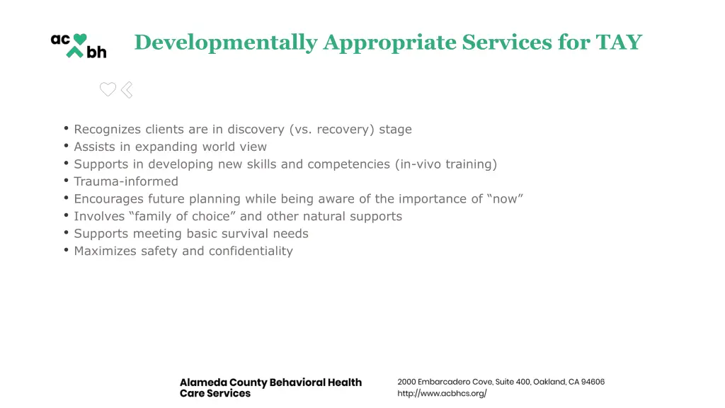 developmentally appropriate services for tay