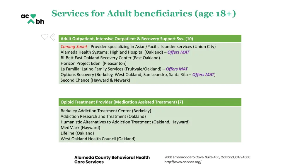 services for adult beneficiaries age 18 1