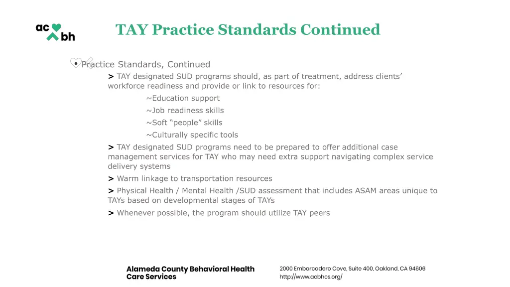 tay practice standards continued 1