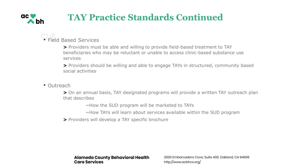 tay practice standards continued 2