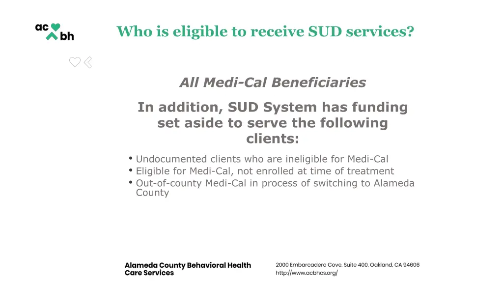 who is eligible to receive sud services