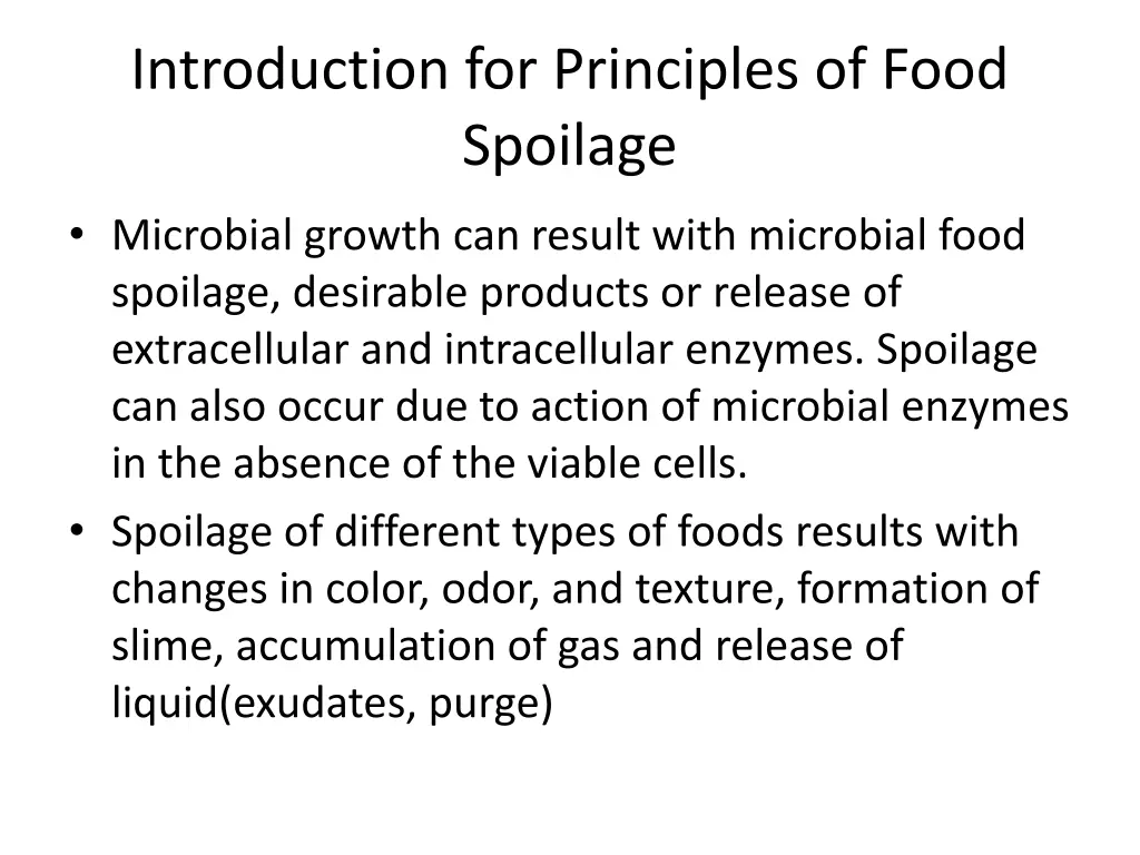 introduction for principles of food spoilage