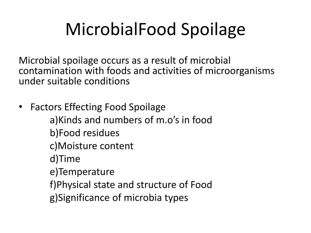 microbialfood spoilage