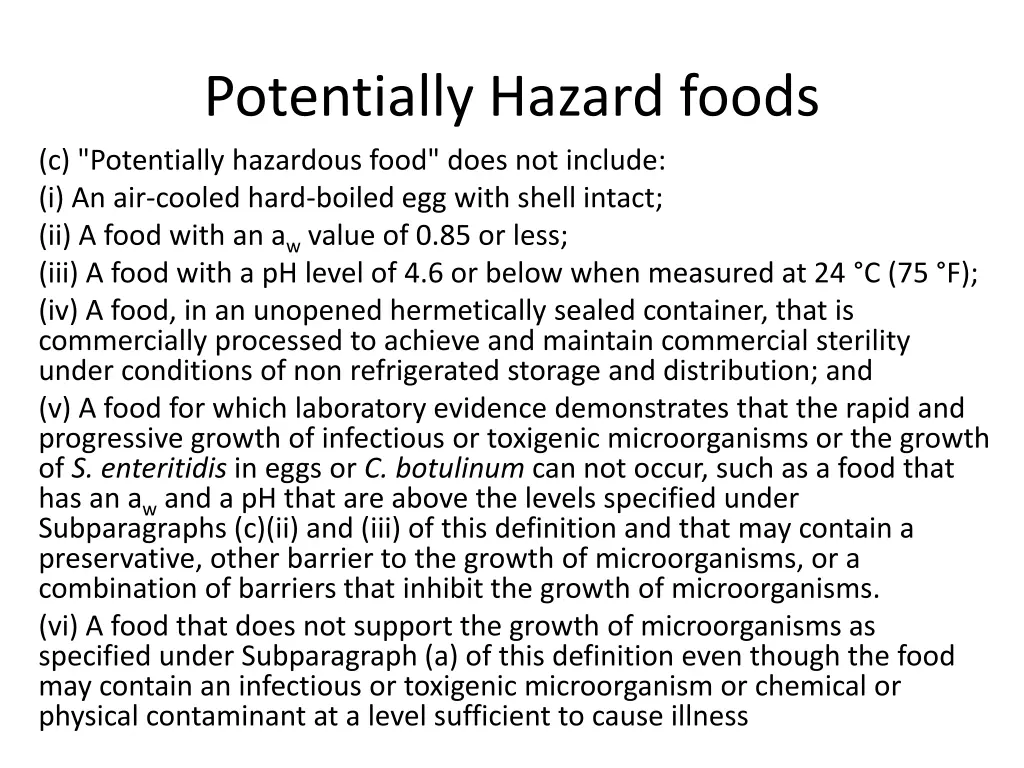 potentially hazard foods c potentially hazardous