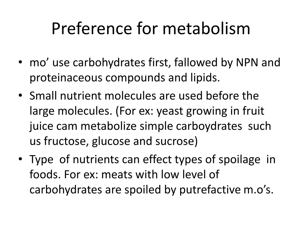 preference for metabolism