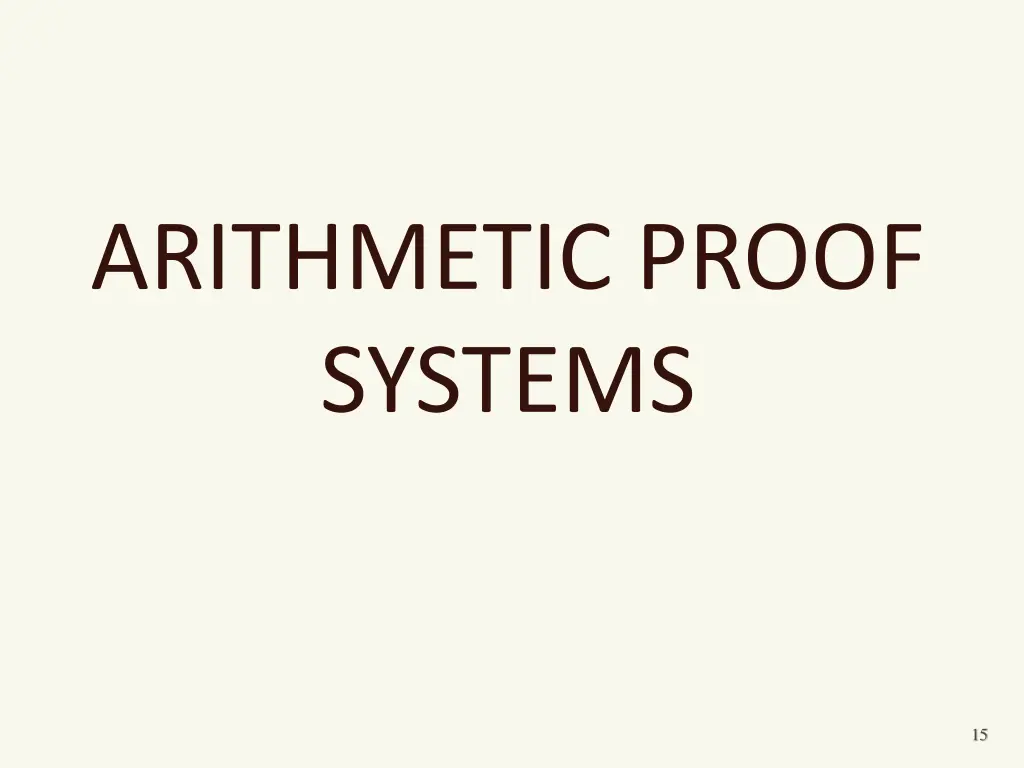 arithmetic proof systems