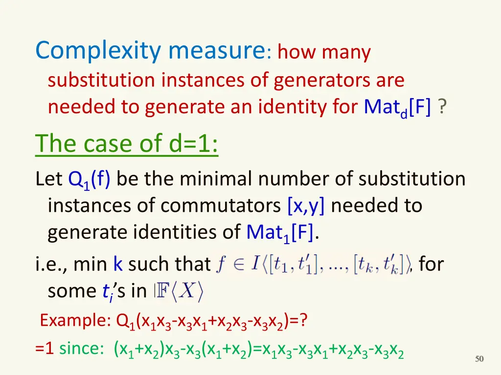 complexity measure how many substitution 1