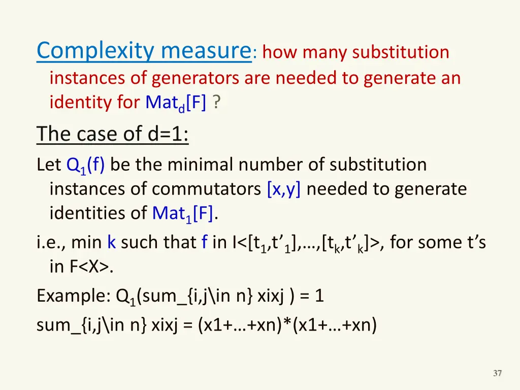 complexity measure how many substitution