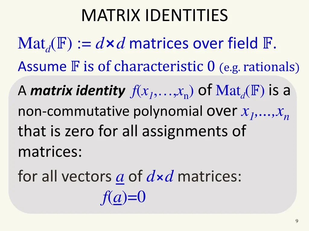 matrix identities 1