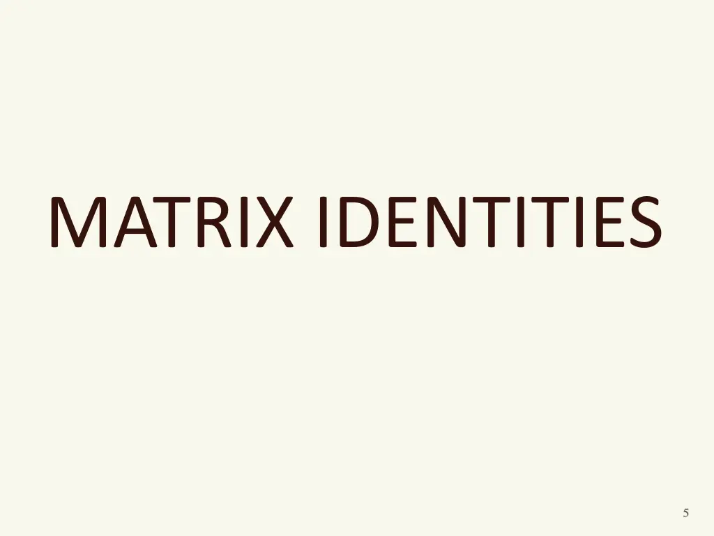 matrix identities