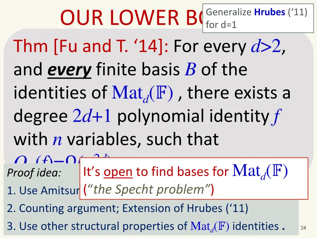 our lower bound thm fu and t 14 for every