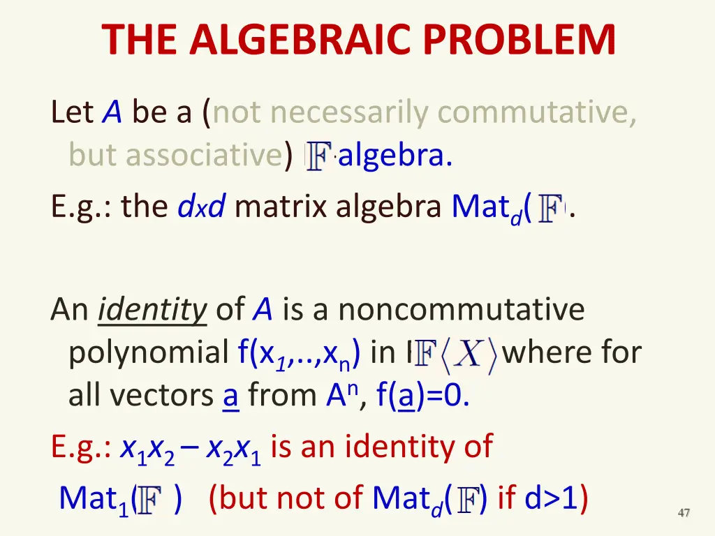 the algebraic problem 1