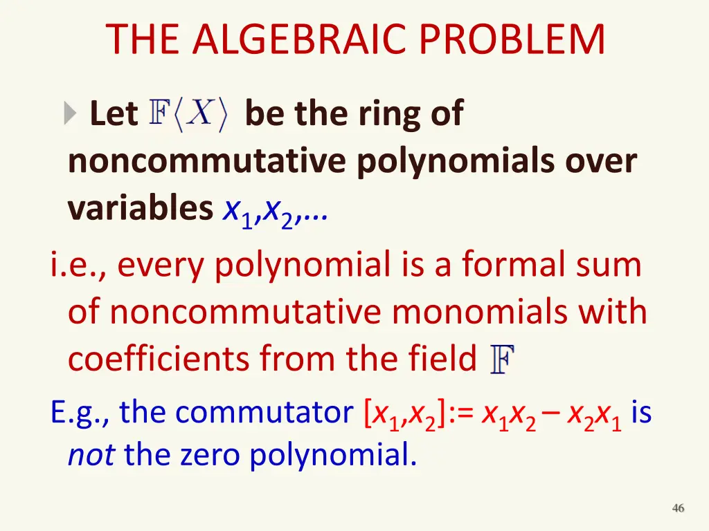 the algebraic problem