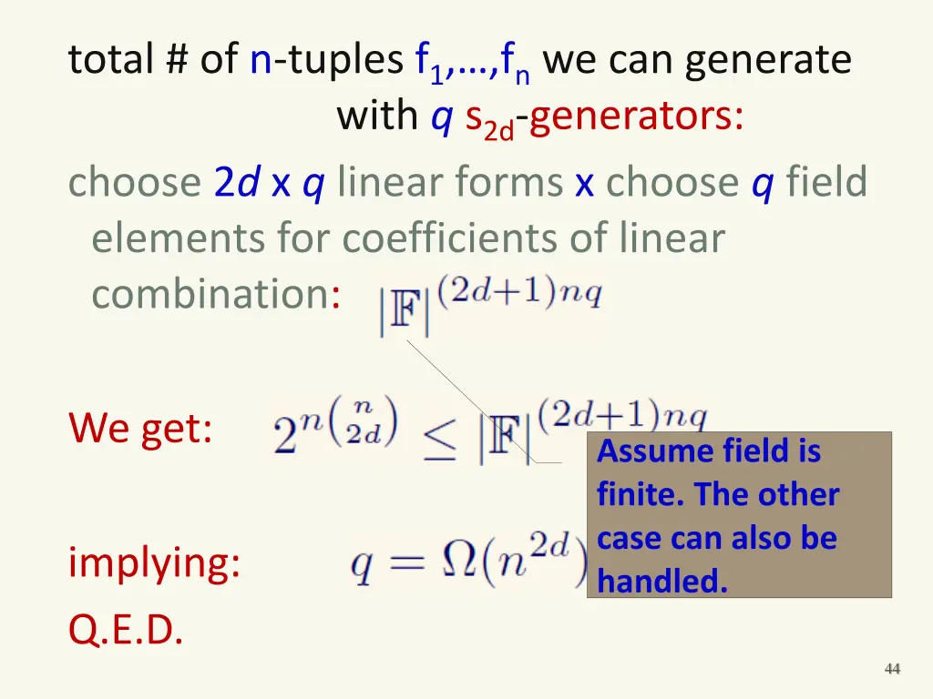 total of n tuples f 1 f n we can generate with