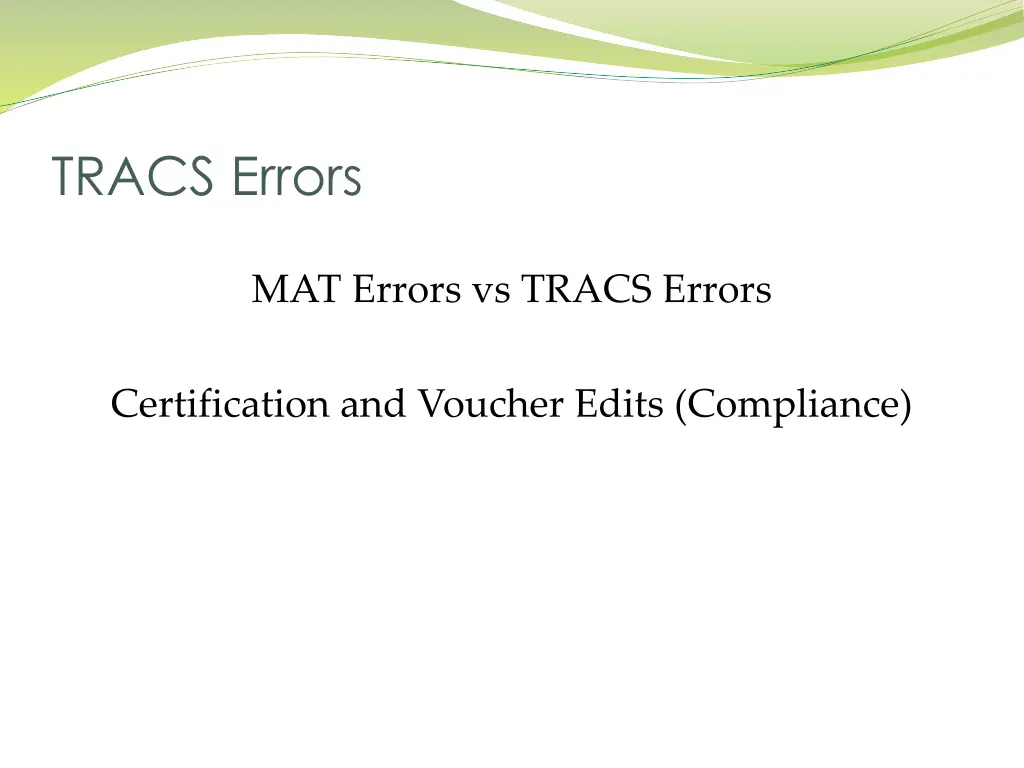 tracs errors