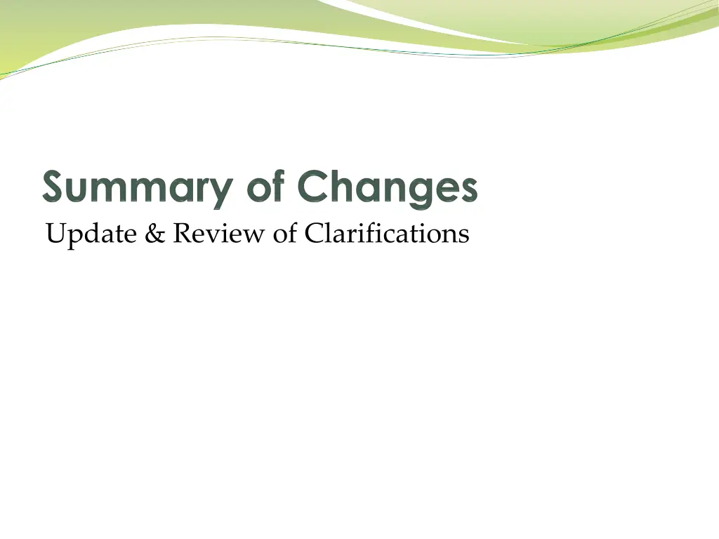 update review of clarifications