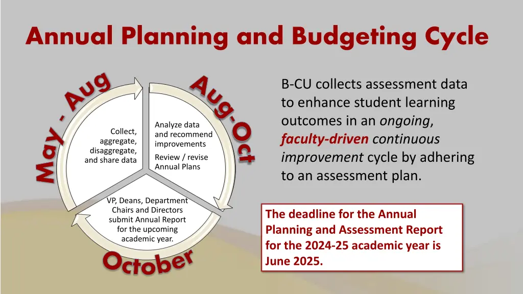 annual planning and budgeting cycle