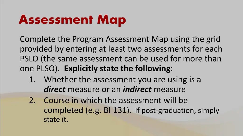 assessment map