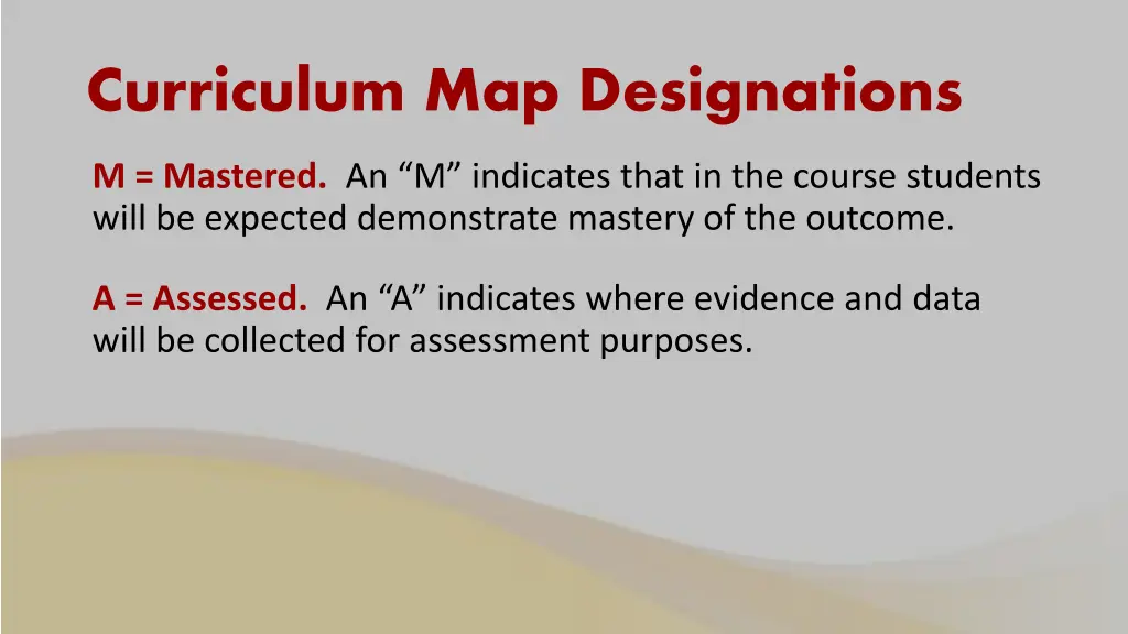 curriculum map designations 1