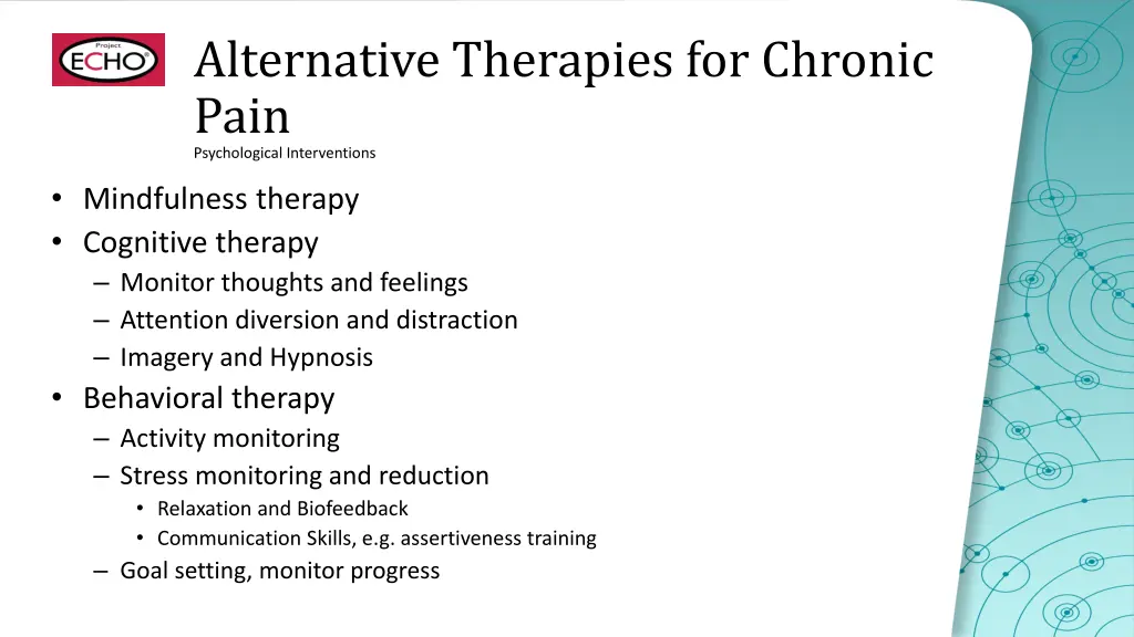 alternative therapies for chronic pain