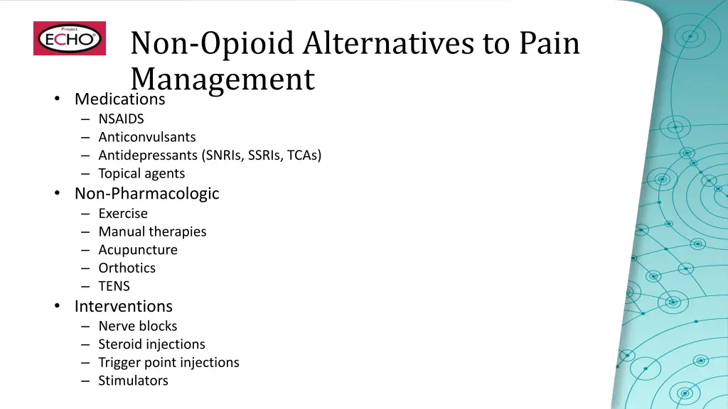 non opioid alternatives to pain management