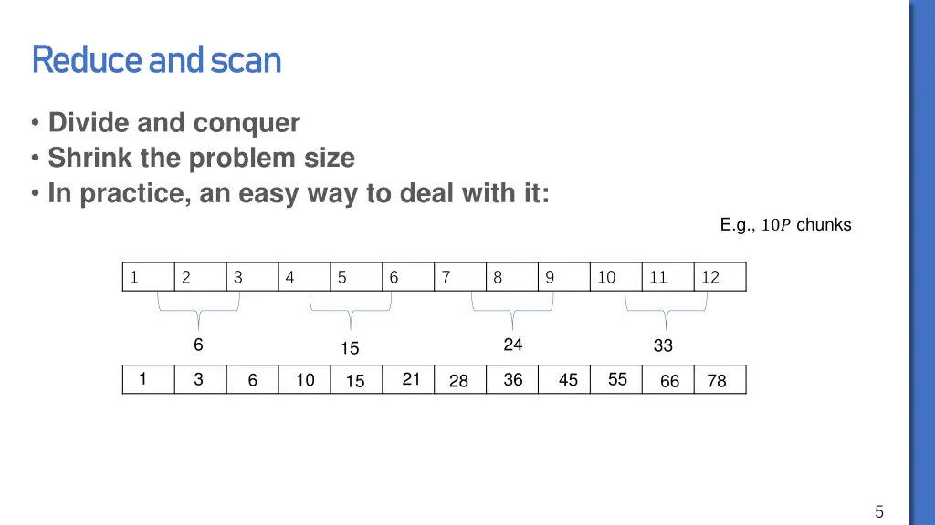 reduce and scan