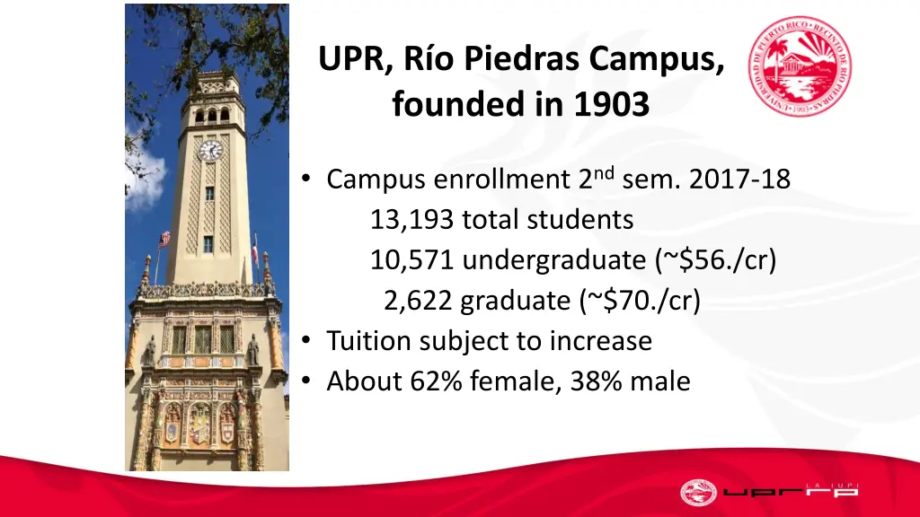 upr r o piedras campus founded in 1903