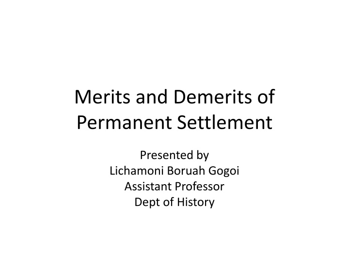 merits and demerits of permanent settlement