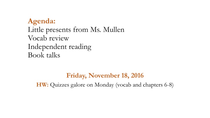 agenda little presents from ms mullen vocab