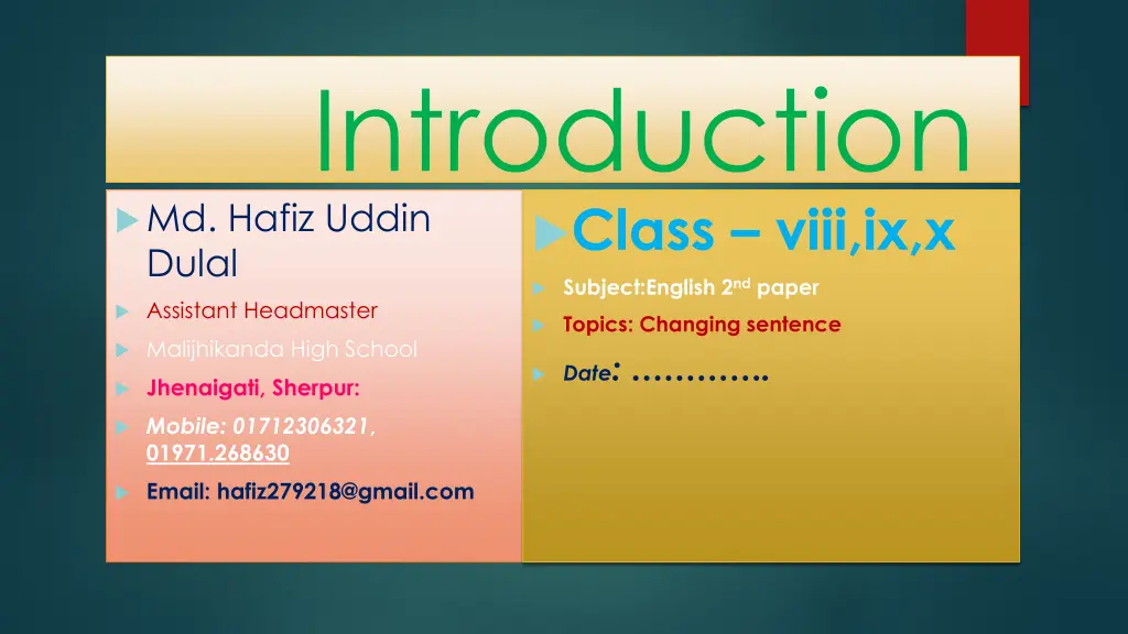 introduction md hafiz uddin dulal subject english