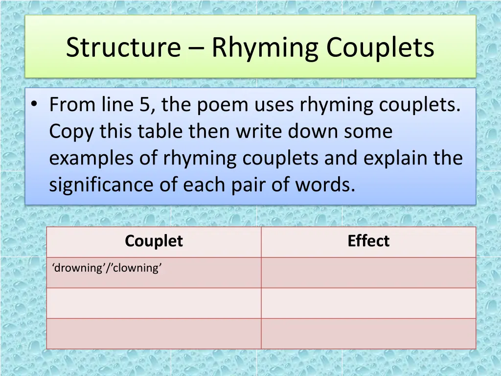 structure rhyming couplets