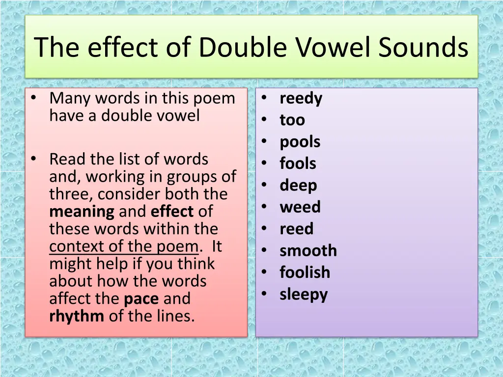 the effect of double vowel sounds