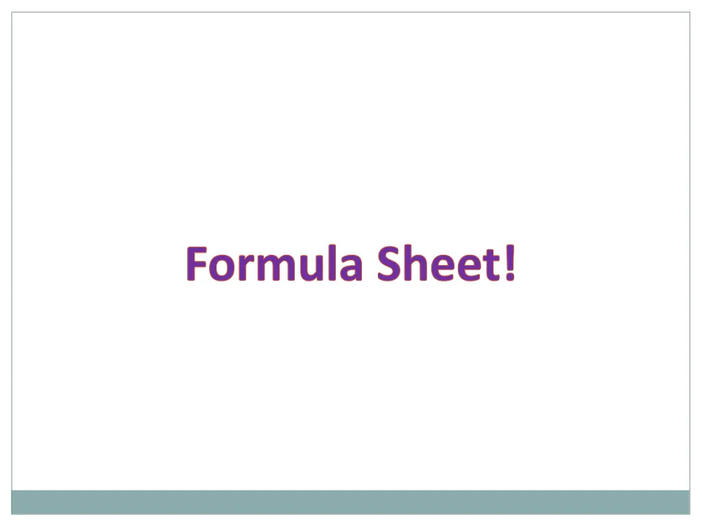 formula sheet