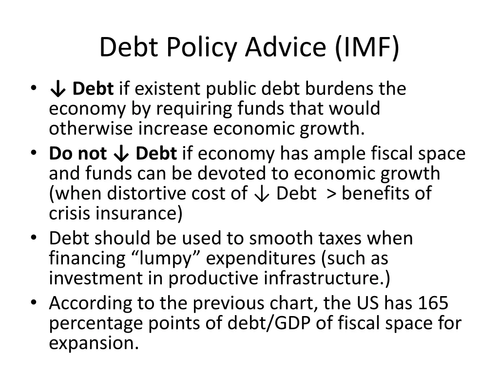 debt policy advice imf