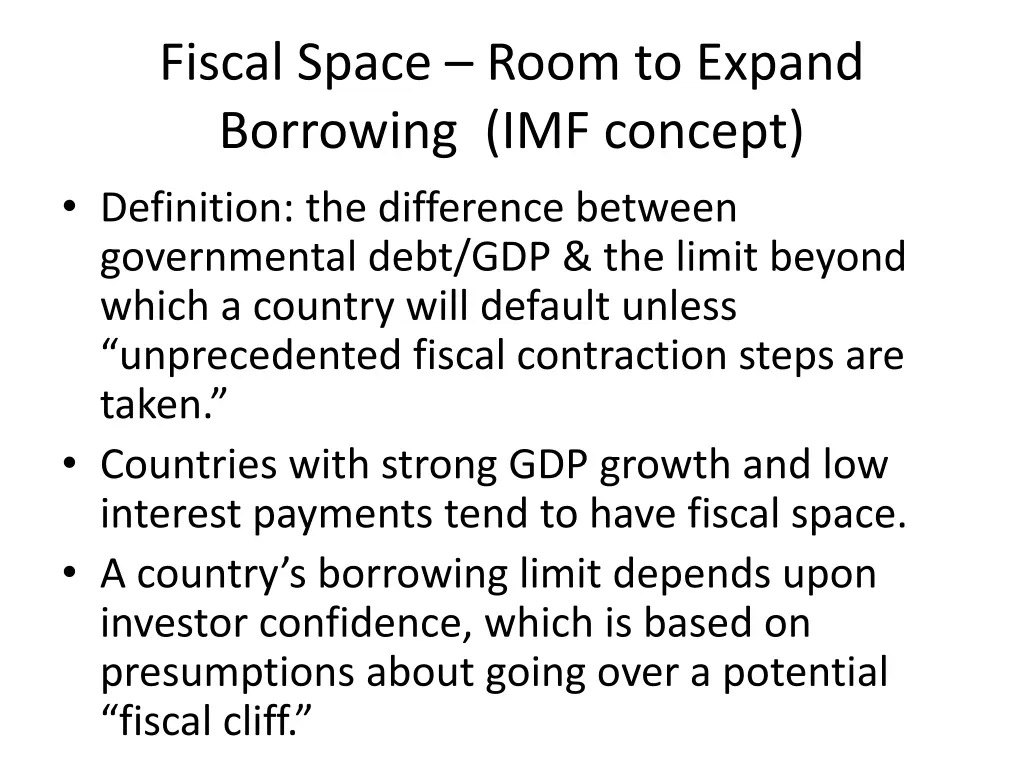 fiscal space room to expand borrowing imf concept