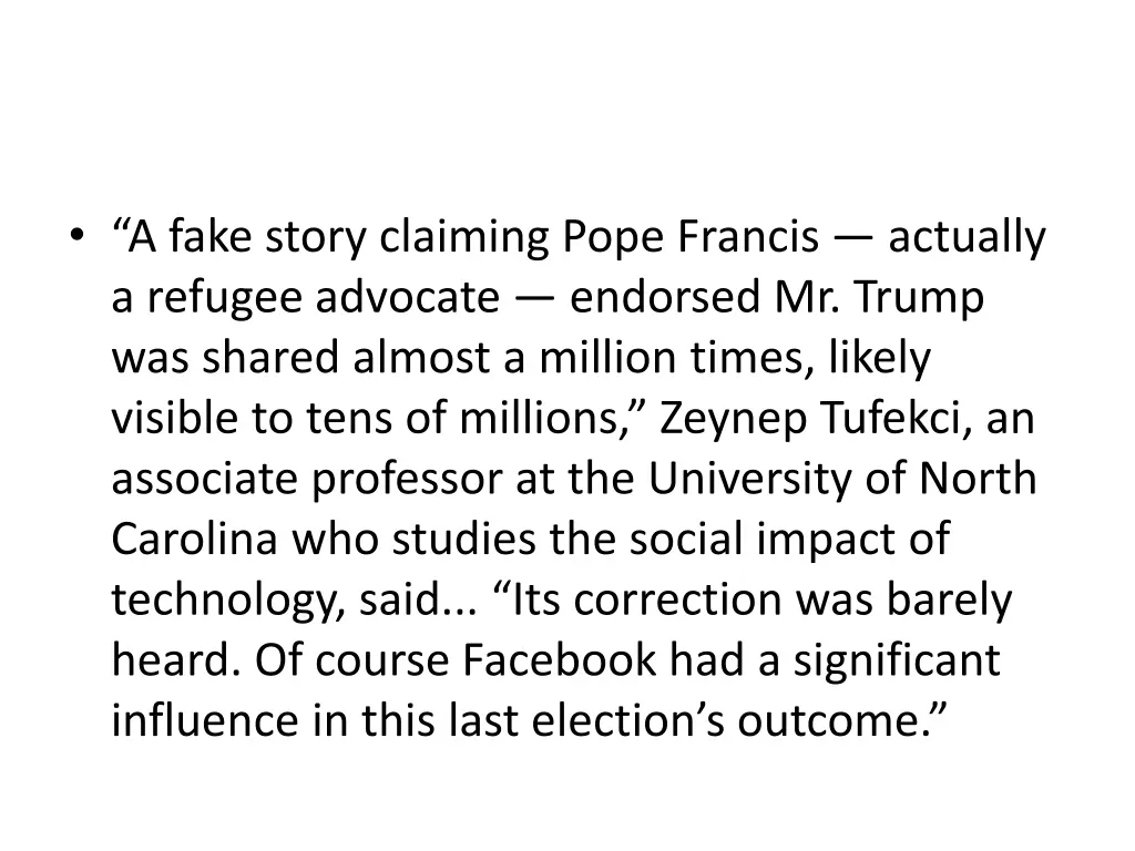 a fake story claiming pope francis actually