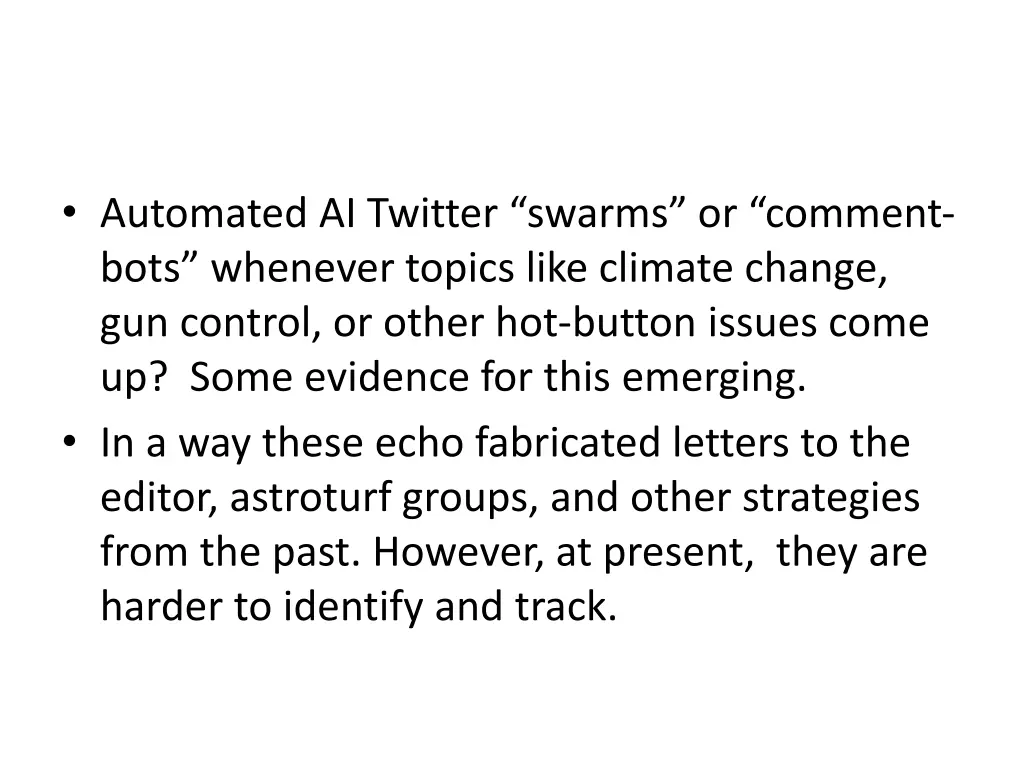 automated ai twitter swarms or comment bots