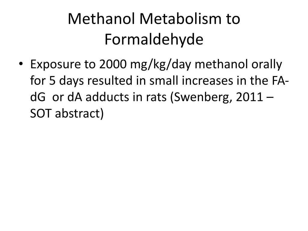 methanol metabolism to formaldehyde 2