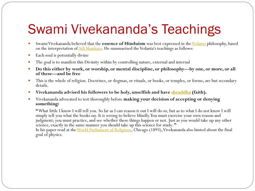 swami vivekananda s teachings