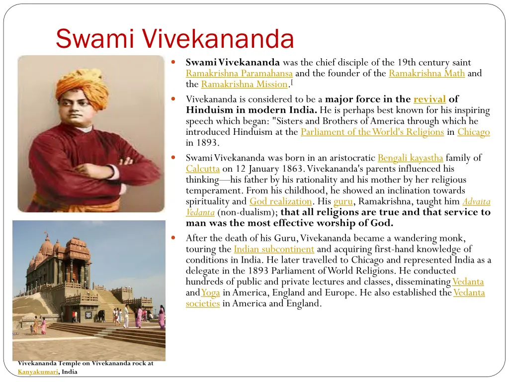 swami vivekananda swami vivekananda was the chief