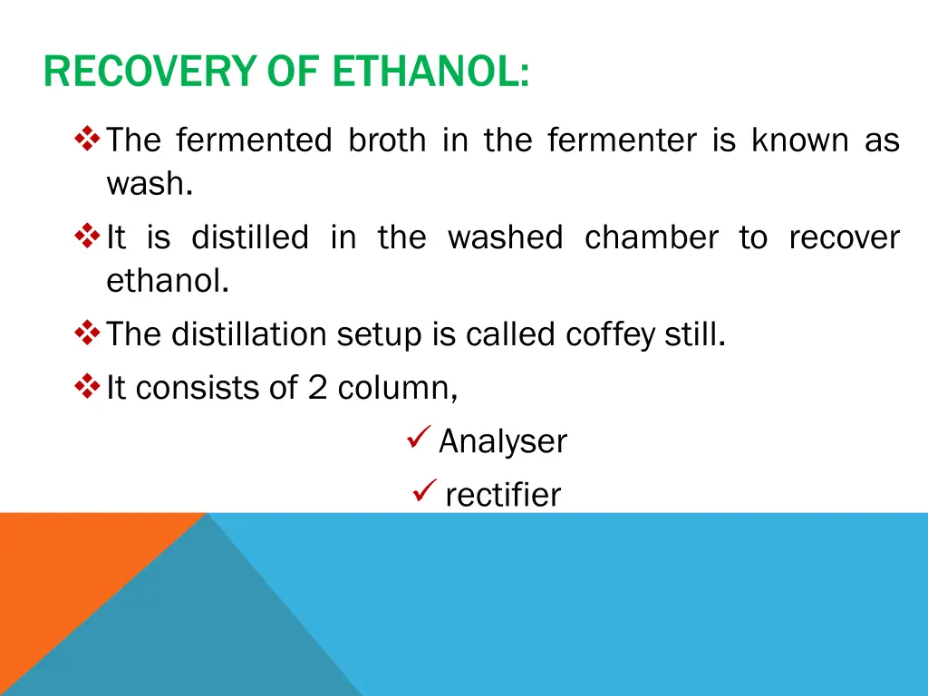 recovery of ethanol