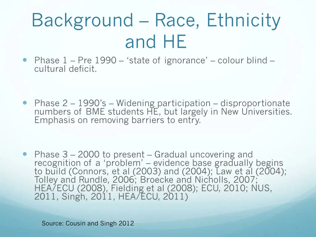 background race ethnicity and he phase 1 pre 1990