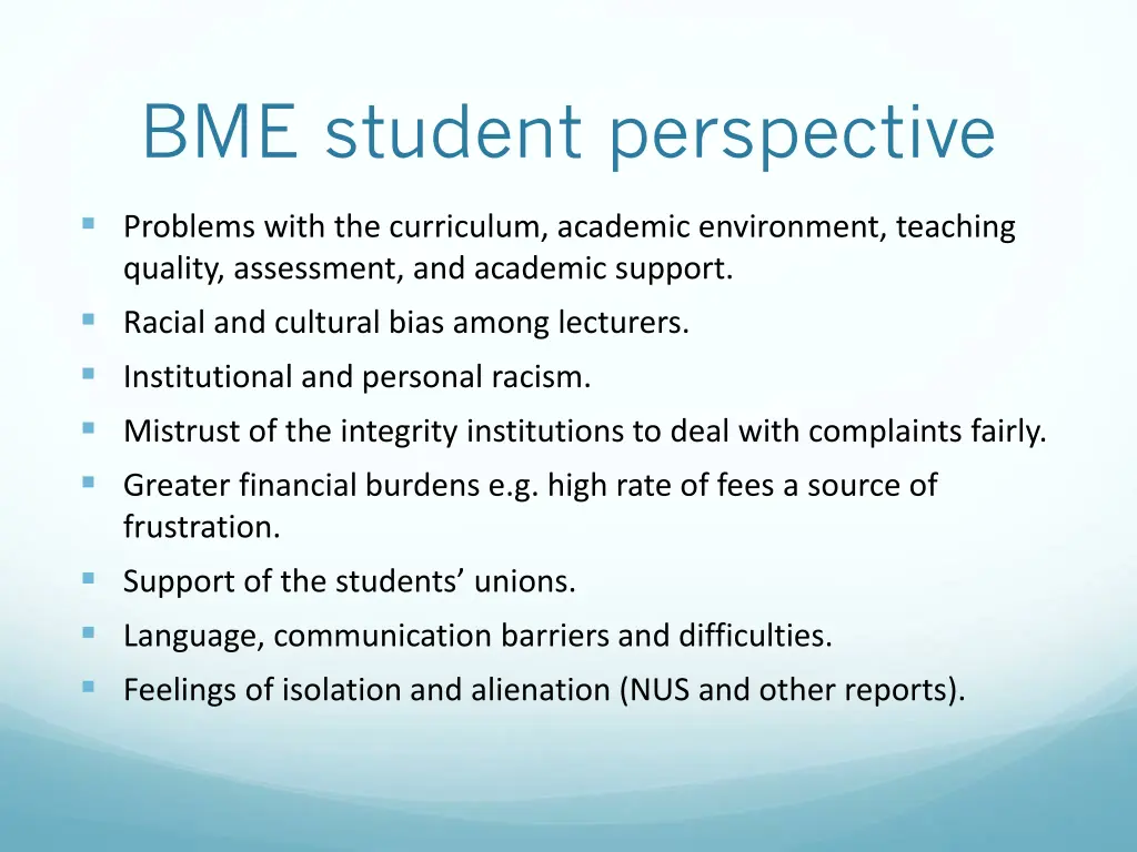 bme student perspective