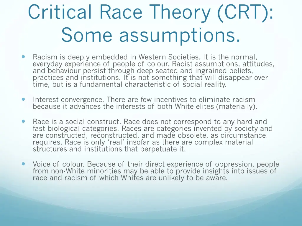 critical race theory crt some assumptions